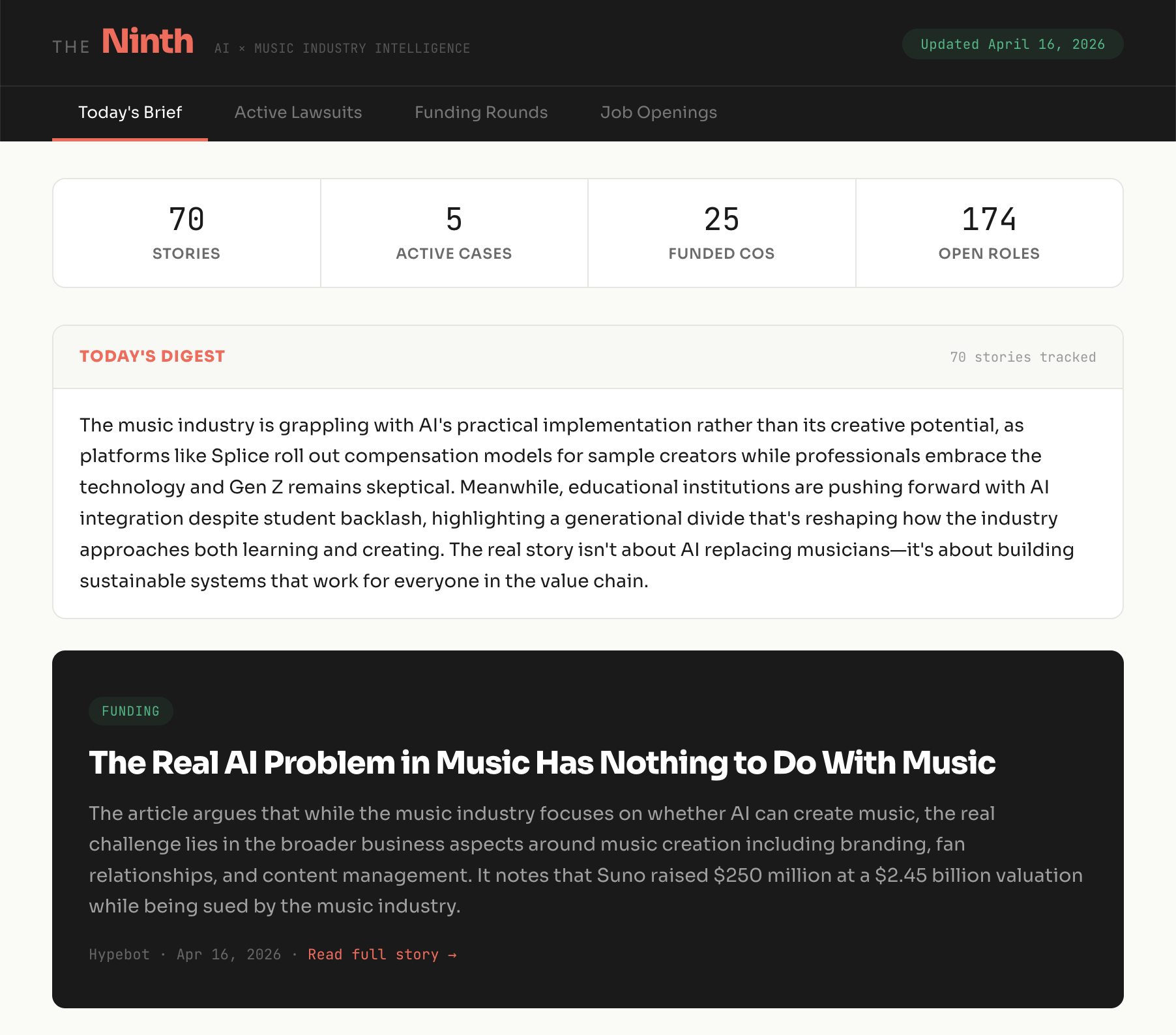 The Ninth — AI × Music Industry Intelligence